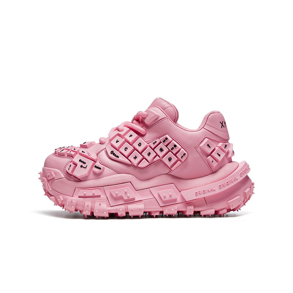 pink platform leather sneaker