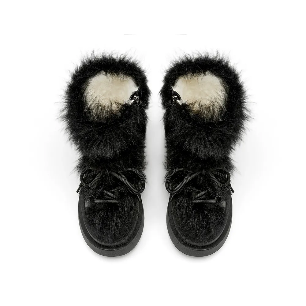 Black Fox Fur Chunky Winter Boots (4)