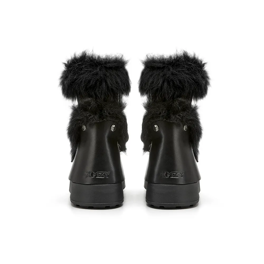 Black Fox Fur Chunky Winter Boots (5)