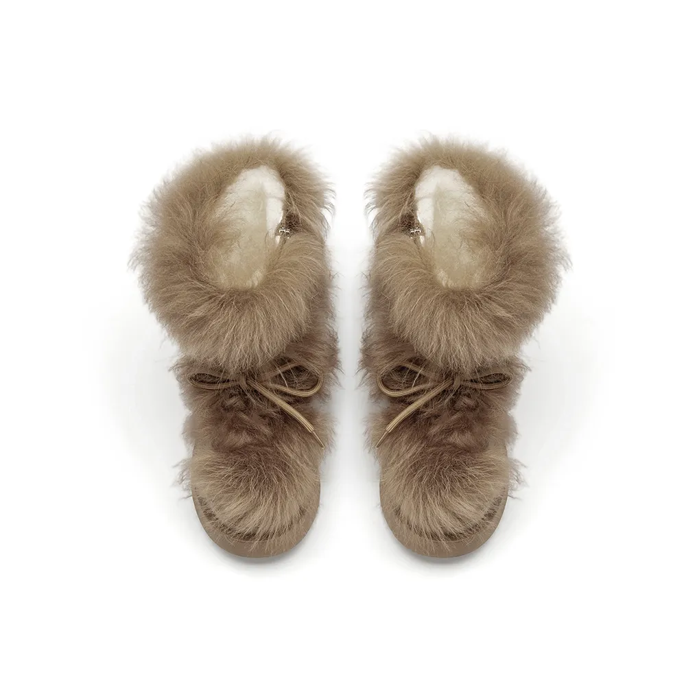 Brown Fox Fur Chunky Winter Boots (4)