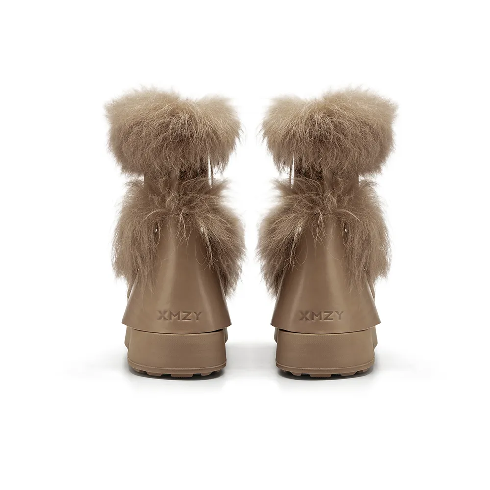 Brown Fox Fur Chunky Winter Boots (5)