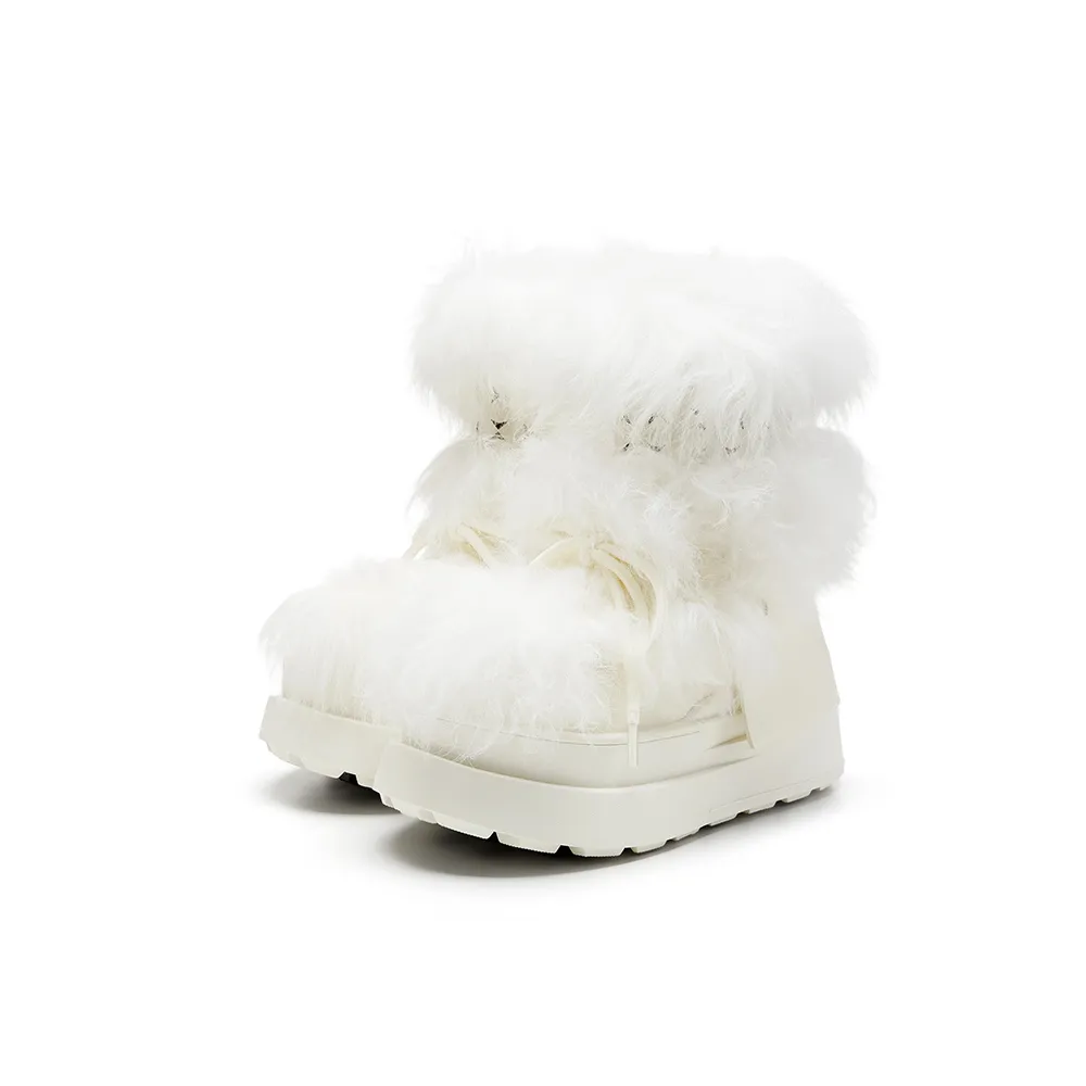 White Fox Fur Chunky Winter Boots (3)