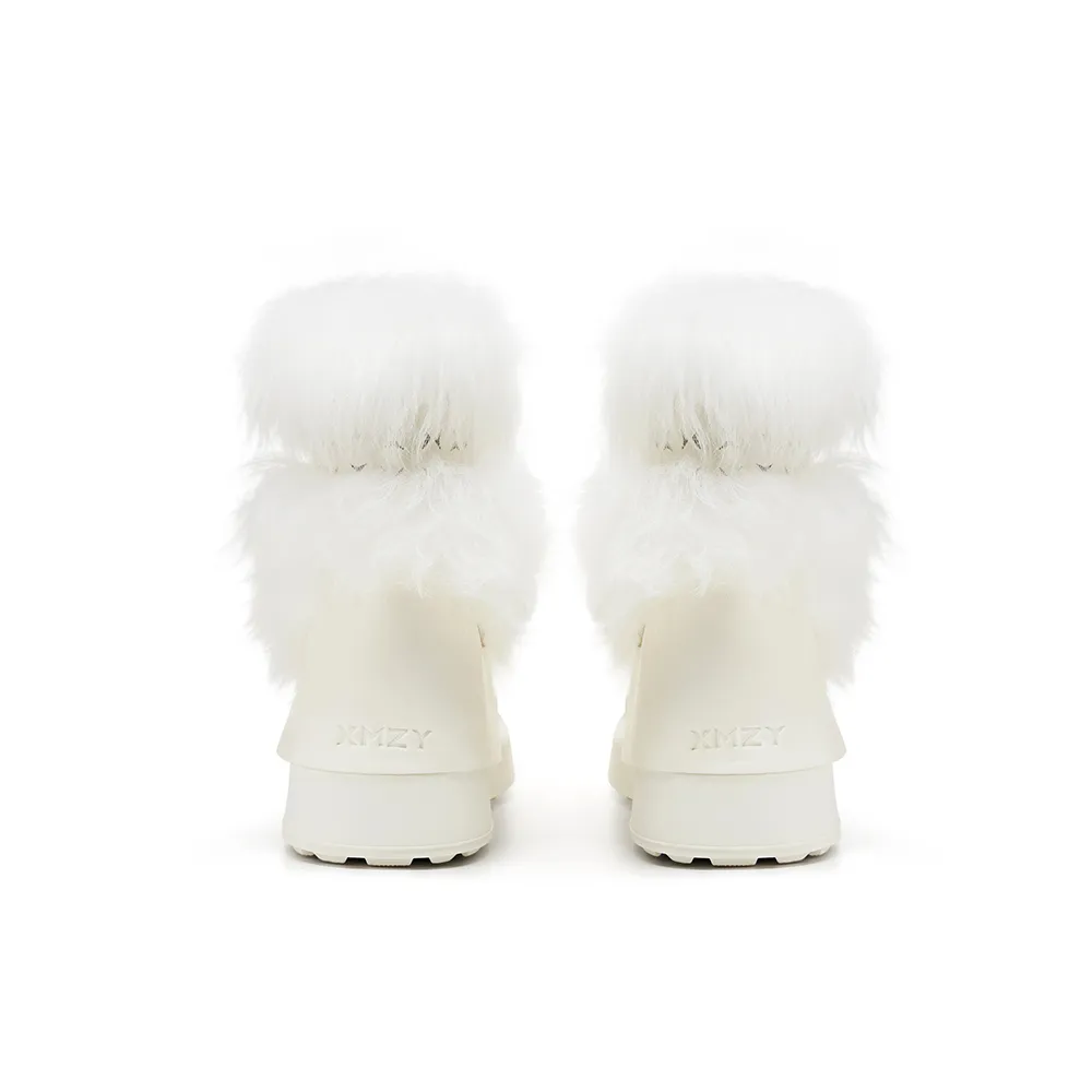 White Fox Fur Chunky Winter Boots (5)