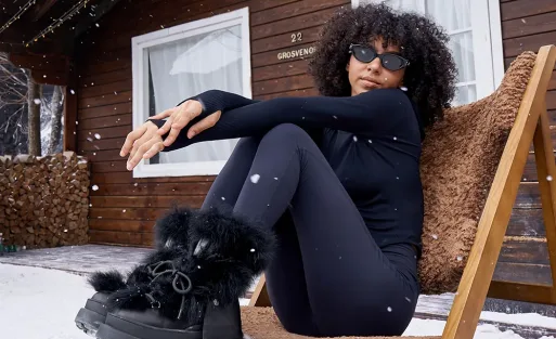 Black Fox Fur Chunky Winter Boots (10)